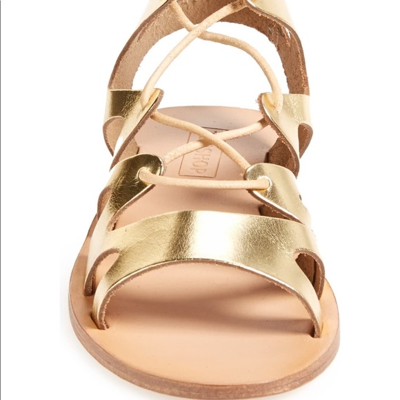 Topshop Gold Fig Cutout Lace up Gladiator Sandals - Picture 3 of 6